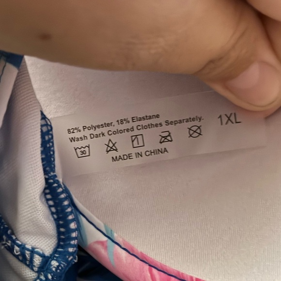 Plus Size Tropical Floral Blue Women's One Piece Swimwear 1X - Picture 8 of 8